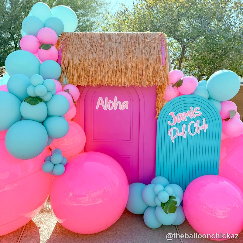 Vibrant balloon party stand backdrop birthday event decor