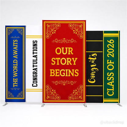 Class of 2026 Vintage Book Style Library Theme Graduation Backdrop Fabric Covers-ubackdrop