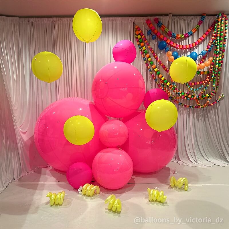 Pink Big Matte Inflatable Balls ¨C Reusable Party & Event Decor-ubackdrop
