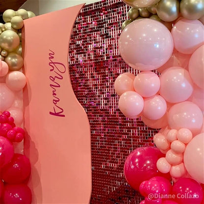 Rosered Shimmer Wall Panels – Easy Setup Wedding/Event/Theme Party Decorations-ubackdrop