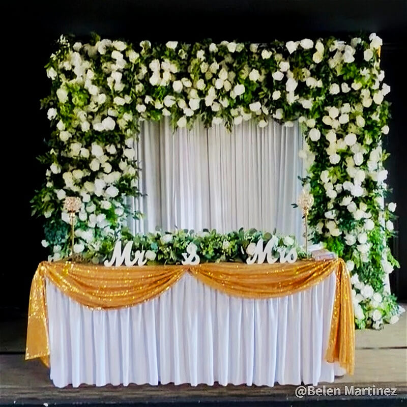 Green and White Fabric Artificial Flower Wall Arch Wedding Birthday Party Decoration-ubackdrop
