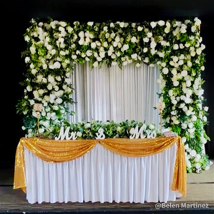 Green and White Fabric Artificial Flower Wall Arch Wedding Birthday Party Decoration-ubackdrop