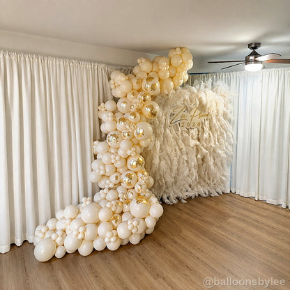 White balloon wall cream party backdrop