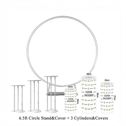6.5ft Circle Stand + Circle Cover + 3 Cylinders + 3 Cylinders Covers-ubackdrop