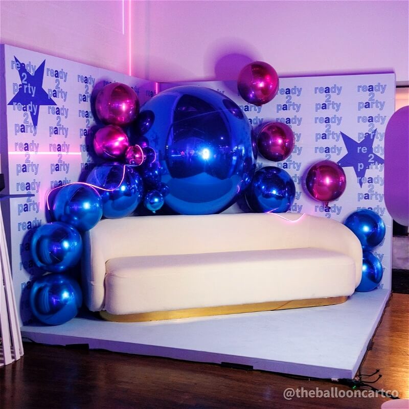 Blue Inflatable Mirror Ball Reusable Big Bubble Balloon-ubackdrop