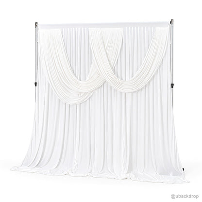 White double swag draped backdrop right angle product view