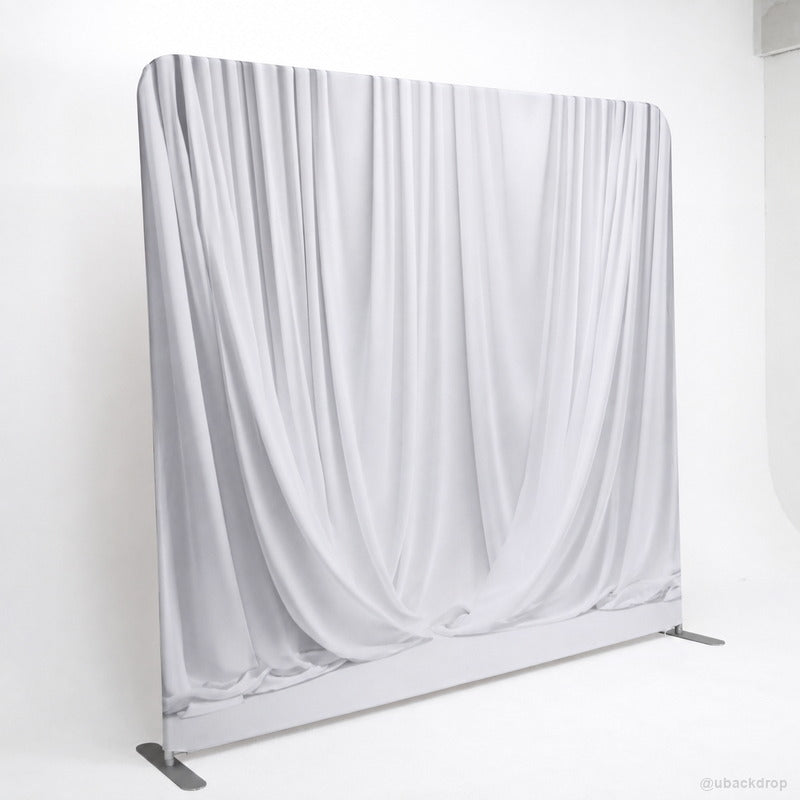 White front draped wall party stand wedding photo backdrop