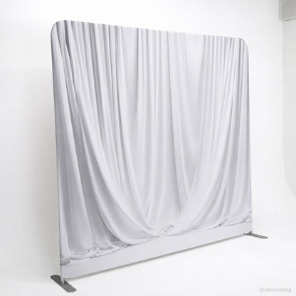 White front draped wall party stand wedding photo backdrop