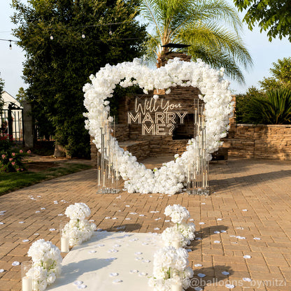 White heart flower wall garden proposal backdrop
