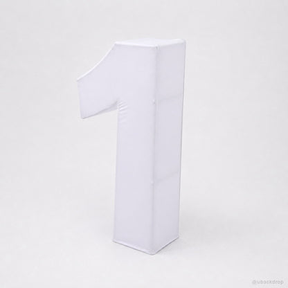 White number one display pedestal first birthday party decoration