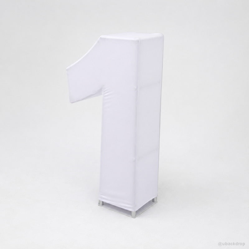 White number one display stand first birthday party decor