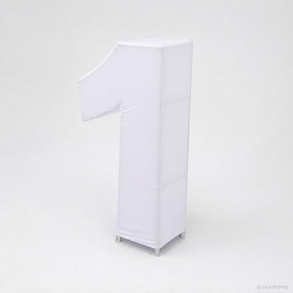 White number one display stand first birthday party decor