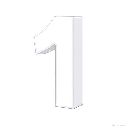 White number one shaped display pedestal first birthday party decor