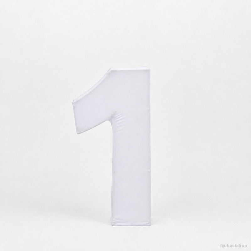 White number one shaped party display stand first birthday decor