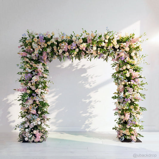 white-pink-floral-arch-stand-backdrop-for-wedding-party-event