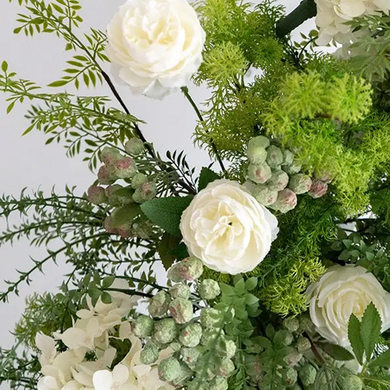 6+7FT Flower Arch Green White Flower Backdrop for Wedding Proposal Party Decor