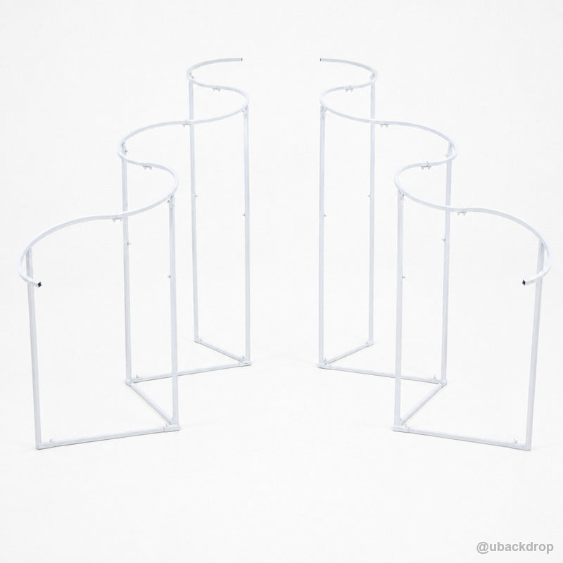 White serpentine curved backdrop frame set party stand hardware