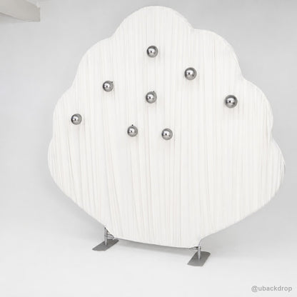 White shell pleated party stand silver ball left side view