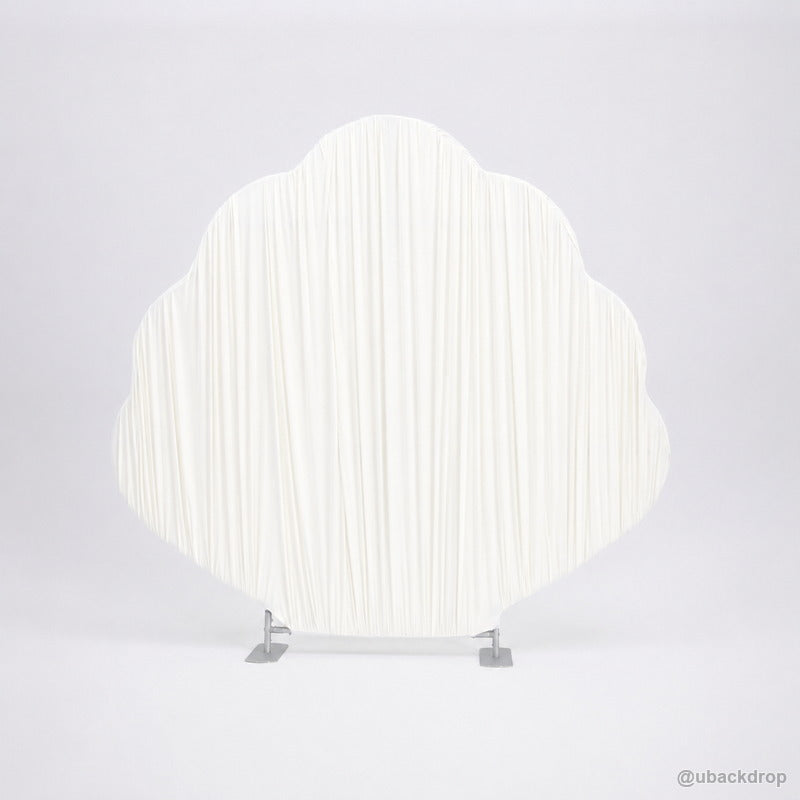 White shell shaped pleated party stand front product display