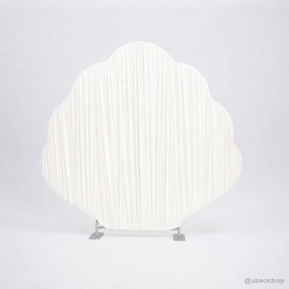 White shell shaped pleated party stand front product display