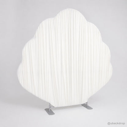 White shell shaped pleated party stand left side view