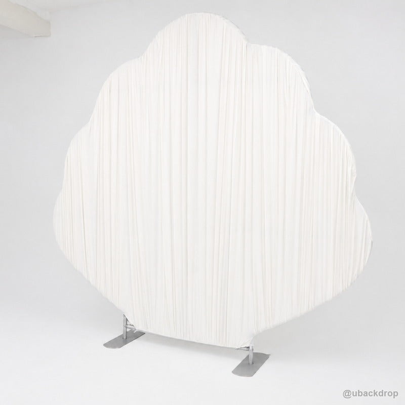 White shell shaped pleated party stand right side view
