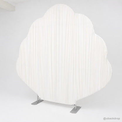 White shell shaped pleated party stand right side view