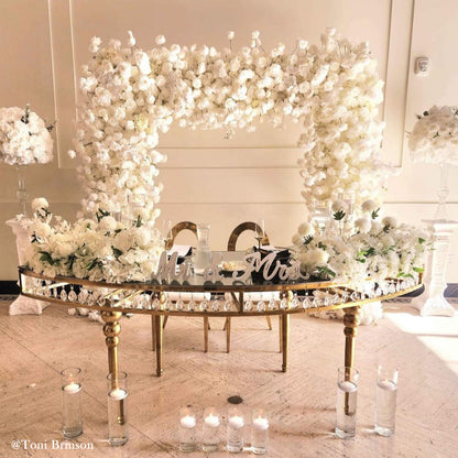 White Fabric Artificial Flower Wall Arch Wedding Birthday Party Decoration-ubackdrop