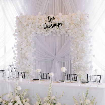 White Fabric Artificial Flower Wall Arch Wedding Birthday Party Decoration-ubackdrop