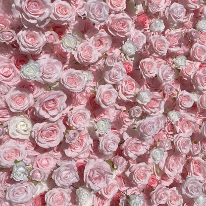 Pink White Roses Fabric Flower Wall for Party Decor-ubackdrop