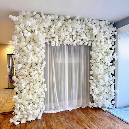White Fabric Artificial Flower Wall Arch Wedding Birthday Party Decoration-ubackdrop