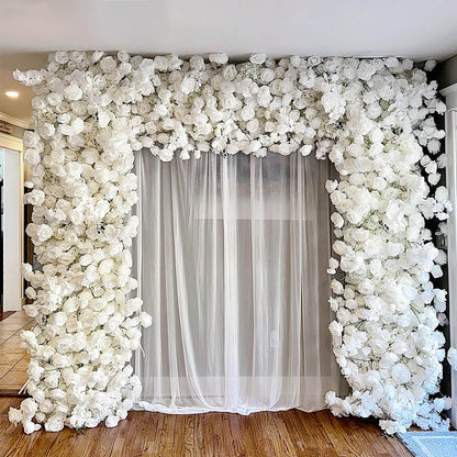 White Fabric Artificial Flower Wall Arch Wedding Birthday Party Decoration-ubackdrop