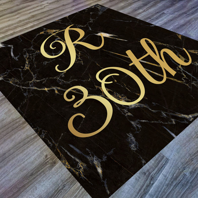 30th Birthday Black Marble Floor Decal-ubackdrop