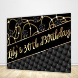 30th Birthday Black and Gold Backdrop