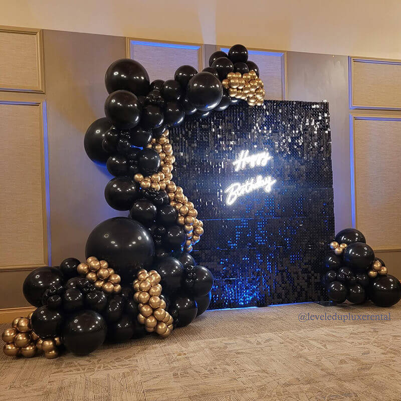 Black Shimmer Wall Panels – Easy Setup Wedding/Event/Theme Party Decorations-ubackdrop