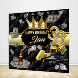 30th 40th Birthday Backdrop for Him King Black and Gold