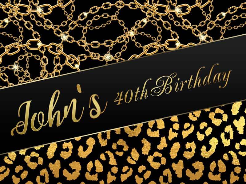 40th Birthday Black and Gold Backdrop for Him-ubackdrop