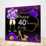 40th Birthday Gold Purple Backdrop