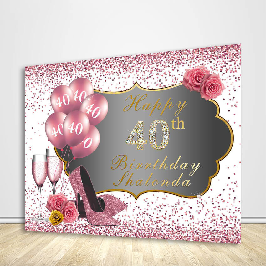 50th Birthday Backdrop High Heels Rose Gold Backdrop Birthday Party Decorations-ubackdrop