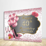 50th Birthday Backdrop High Heels Rose Gold Backdrop Birthday Party Decorations