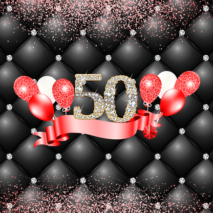50th Birthday Backdrop Rose Gold-ubackdrop