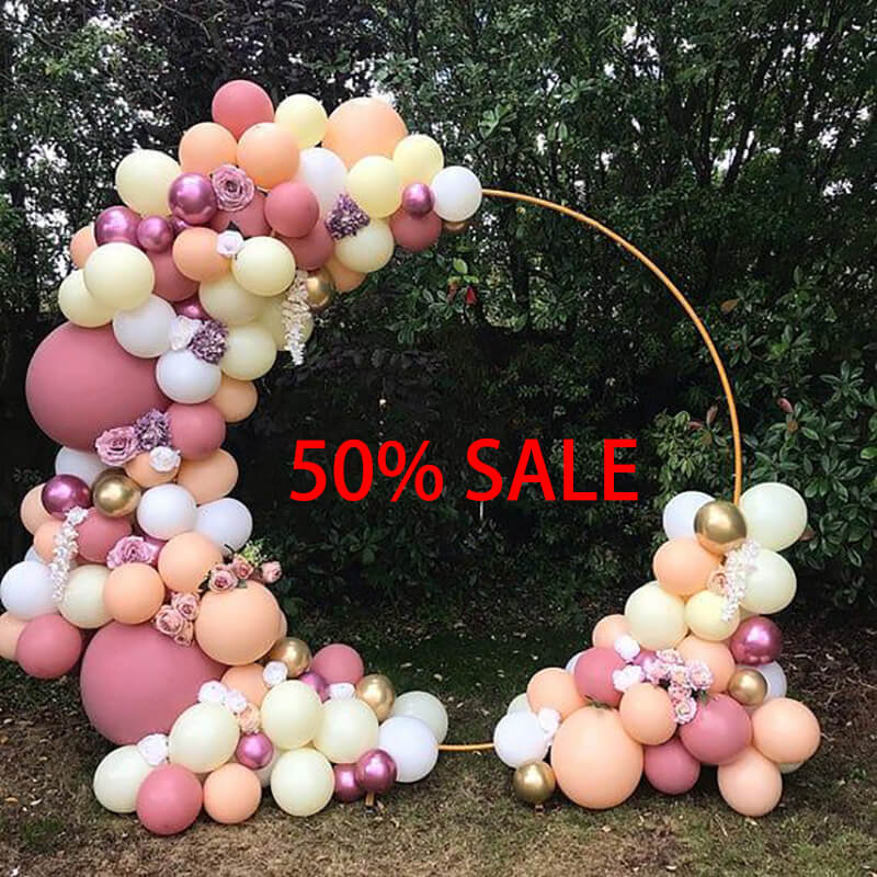 6.5 Ft Round Aluminum Wedding Arch Photo Booth Backdrop Stand-ubackdrop