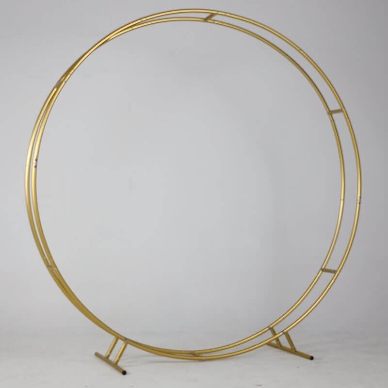 6.5ft Gold Wedding Arch Backdrop Stand Double Layer Round Stand Party Decoration-ubackdrop