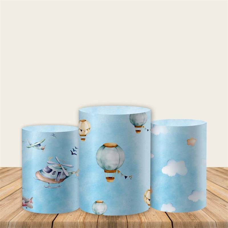 Airplane Baby Shower Fabric Pedestal Covers-ubackdrop