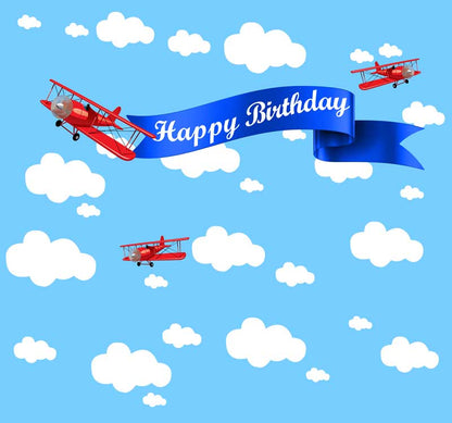 Airplane Birthday Party Backdrop-ubackdrop