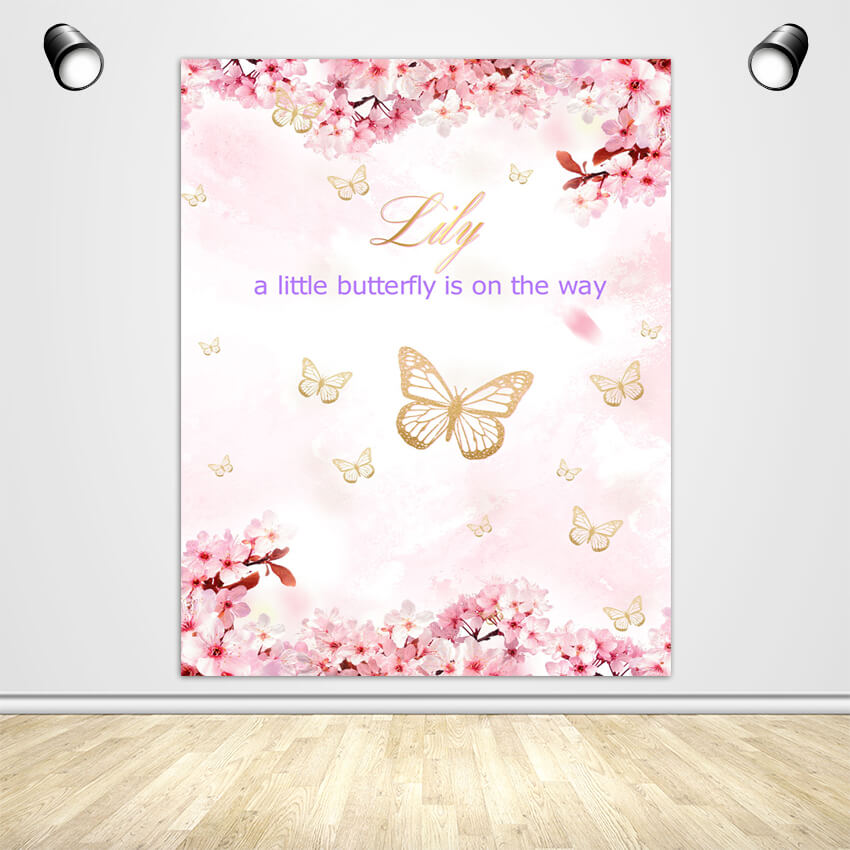 Butterfly Baby Shower Backdrop - Designed, Printed & Shipped-ubackdrop