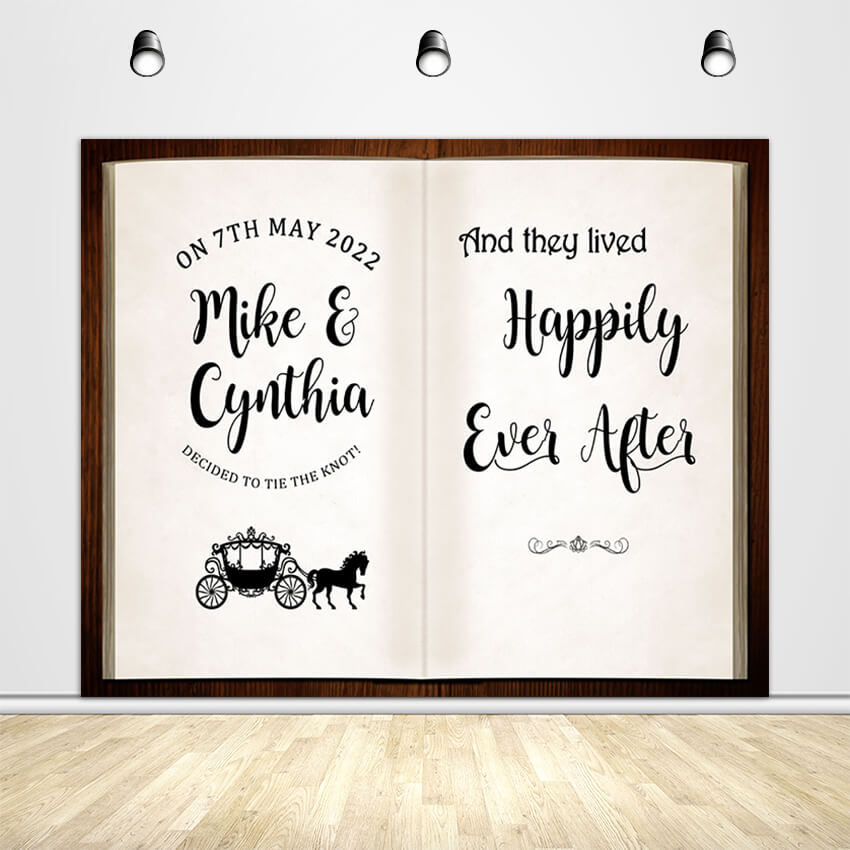 Custom Wedding Storybook Backdrop - Designed, Printed & Shipped-ubackdrop