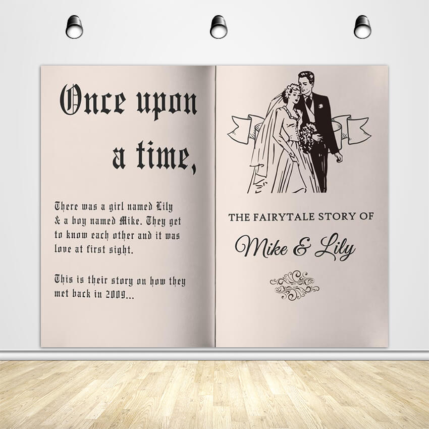 Once Upon A Time Wedding Storybook Backdrop - Designed, Printed & Shipped-ubackdrop