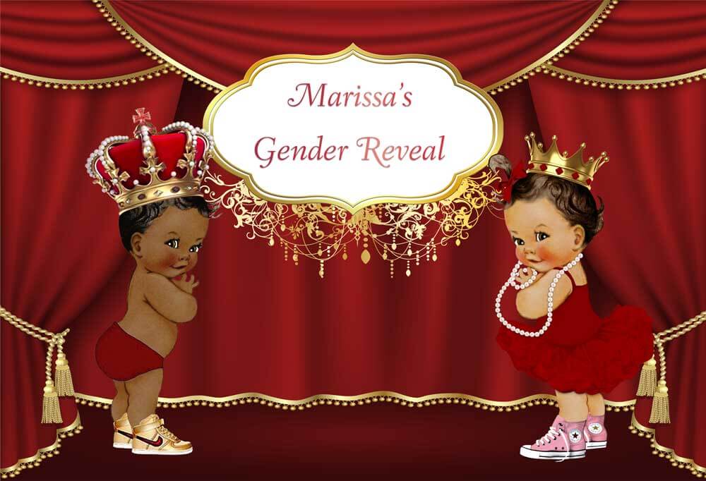 Prince or Princess Gender Reveal Backdrop - Designed, Printed & Shipped-ubackdrop