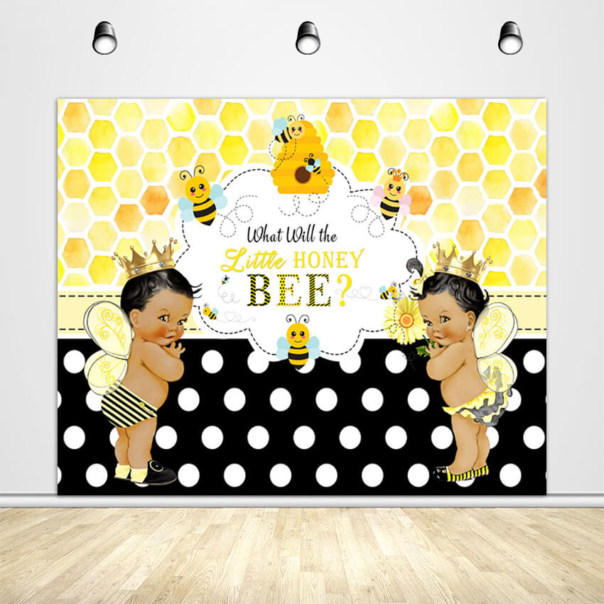 What Will It Bee Gender Reveal Backdrop - Designed, Printed & Shipped-ubackdrop